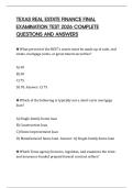 TEXAS REAL ESTATE FINANCE FINAL EXAMINATION TEST 2026 COMPLETE QUESTIONS AND ANSWERS