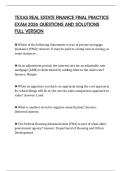 TEXAS REAL ESTATE FINANCE FINAL PRACTICE EXAM 2026 QUESTIONS AND SOLUTIONS FULL VERSION