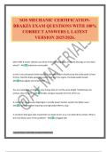 SOS MECHANIC CERTIFICATION- BRAKES EXAM QUESTIONS WITH 100&percnt; CORRECT ANSWERS L LATEST VERSION 2025&sol;2026&period;