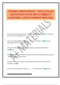 STERILE PROCESSING – FINAL EXAM QUESTIONS WITH 100% CORRECT ANSWERS LATEST VERSION 2025/2026.
