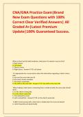 CNA&sol;GNA Practice Exam&vert;Brand New Exam Questions with 100&percnt; Correct Clear Verified Answers&vert; All Graded A&plus;&vert;Latest Premium Update&vert;100&percnt; Guaranteed Success&period;