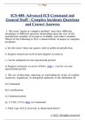 ICS-400&colon; Advanced ICS Command and  General Staff&mdash;Complex Incidents Questions  and Correct Answers