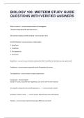 BIOLOGY 100&colon; MIDTERM STUDY GUIDE  QUESTIONS WITH VERIFIED ANSWERS