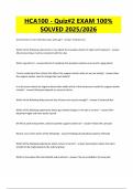 HCA100 - Quiz&num;2 EXAM 100&percnt; SOLVED 2025&sol;2026