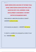 GAME DESIGN EOPA 2026 END OF PATHWAY FINAL  EXAM&comma; GAME DESIGN EXAM QUESTIONS&comma; EOPA   QUESTION WITH 100&percnt; ANSWERS&comma; GAME  DEVELOPMENT ASSESSMENT&comma; PATHWAY  CERTIFICATION&vert;&vert;BRAND NEW&excl;&excl;&excl;
