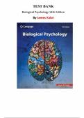 Test Bank - Biological Psychology, 14th Edition (Kalat, 2023), Chapter 1-14 | All Chapters