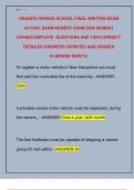GRANITE DRIVING SCHOOL FINAL WRITTEN EXAM  ACTUAL EXAM NEWEST EXAM 2026 NEWEST  EXAM&vert;&vert;COMPLETE  QUESTIONS AND 100&percnt;CORRECT  DETAILED ANSWERS &lpar;VERIFIED AND GRADED  A&plus;&vert;BRAND NEW&excl;&excl;&excl;&excl;&rpar;