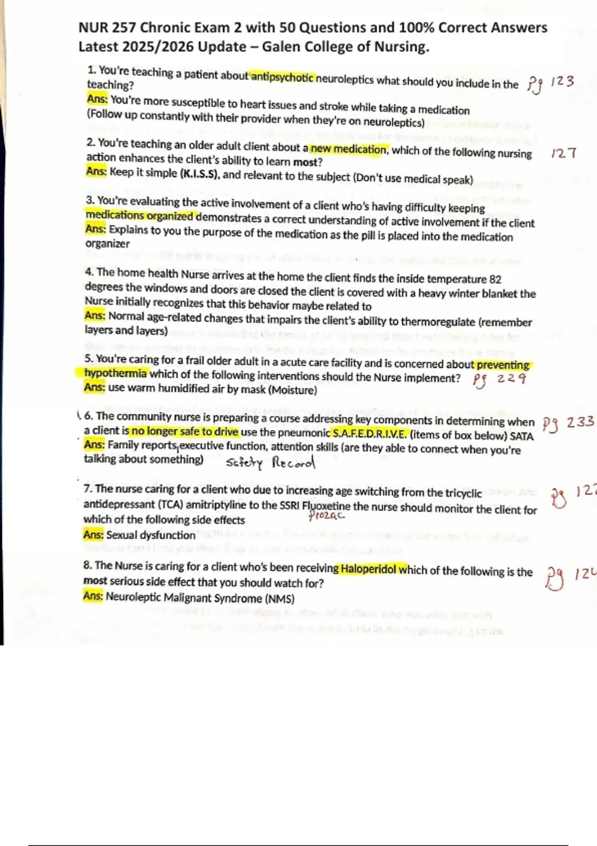NUR 257 Chronic Exam 2 with 50 Questions and 100% Correct Answers ...