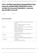 CAM -Certified Apartment ManagerEXAM fully solved & updated 2025-2026&lpar;latest version verified for accuracy&rpar; &lpar;Questions &plus; Answers&rpar; Solved 100&percnt; Correct&excl;&excl;