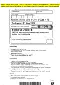Pearson Edexcel Level 1&sol;Level 2 GCSE &lpar;9-1&rpar; MAY 2025- Religious Studies B PAPER 2&colon; Area of Study 2 - Religion&comma; Peace and Conflict Option 2B - Christianity QUESTION PAPER And MARK SCHEME MERGED