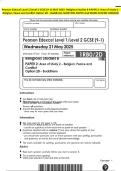 Pearson Edexcel Level 1&sol;Level 2 GCSE &lpar;9-1&rpar; MAY 2025- Religious Studies B PAPER 2&colon; Area of Study 2 - Religion&comma; Peace and Conflict Option 2D - Buddhism QUESTION PAPER And MARK SCHEME MERGED