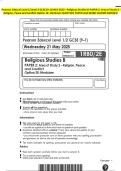 Pearson Edexcel Level 1&sol;Level 2 GCSE &lpar;9-1&rpar; MAY 2025 - Religious Studies B PAPER 2&colon; Area of Study 2- Religion&comma; Peace and Conflict Option 2E&colon; Hinduism QUESTION PAPER And MARK SCHEME MERGED