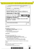 Pearson Edexcel Level 1&sol;Level 2 GCSE &lpar;9-1&rpar; MAY 2025- Religious Studies B PAPER 2&colon; Area of Study 2 - Religion&comma; Peace and Conflict Option 2F - Judaism QUESTION PAPER And MARK SCHEME MERGED