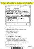 Pearson Edexcel Level 1&sol;Level 2 GCSE &lpar;9-1&rpar; MAY 2025- Religious Studies B PAPER 2&colon; Area of Study 2 - Religion&comma; Peace and Conflict Option 2G - Sikhism QUESTION PAPER And MARK SCHEME MERGED