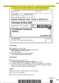 Pearson Edexcel Level 1&sol;Level 2 GCSE &lpar;9-1&rpar; MAY 2025 - Combined Science PHYSICS PAPER 3 Foundation Tier QUESTION PAPER And MARK SCHEME MERGED