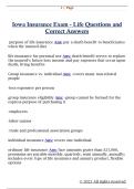 Iowa Insurance Exam - Life Questions and  Correct Answers
