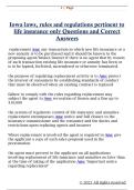 Iowa laws&comma; rules and regulations pertinent to  life insurance only Questions and Correct  Answers