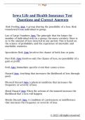 Iowa Life and Health Insurance Test  Questions and Correct Answers