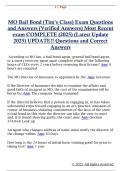 MO Bail Bond &lpar;Tim's Class&rpar; Exam Questions  and Answers &lpar;Verified Answers&rpar; Most Recent  exam COMPLETE &lpar;2025&rpar; &lpar;Latest Update  2025&rpar; UPDATE&excl;&excl; Questions and Correct  Answers 