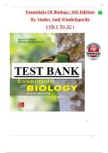 Test Bank For Essentials of Biology&comma; 6th Edition by Sylvia Mader and Michael Windelspecht All 1-32 Chapters Covered &comma;Latest Edition