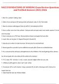 NACE Foundations of Nursing Exam Review Questions and Verified Answers 2025/2026