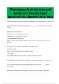 Washington Pesticide Laws and Safety Test&comma; Practice Exam Questions and Answers 2025&sol;2026