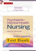 Test Bank for Psychiatric Mental Health Nursing&comma; 9th Edition by Sheila L&period; Videbeck &vert; Verified Questions & Answers