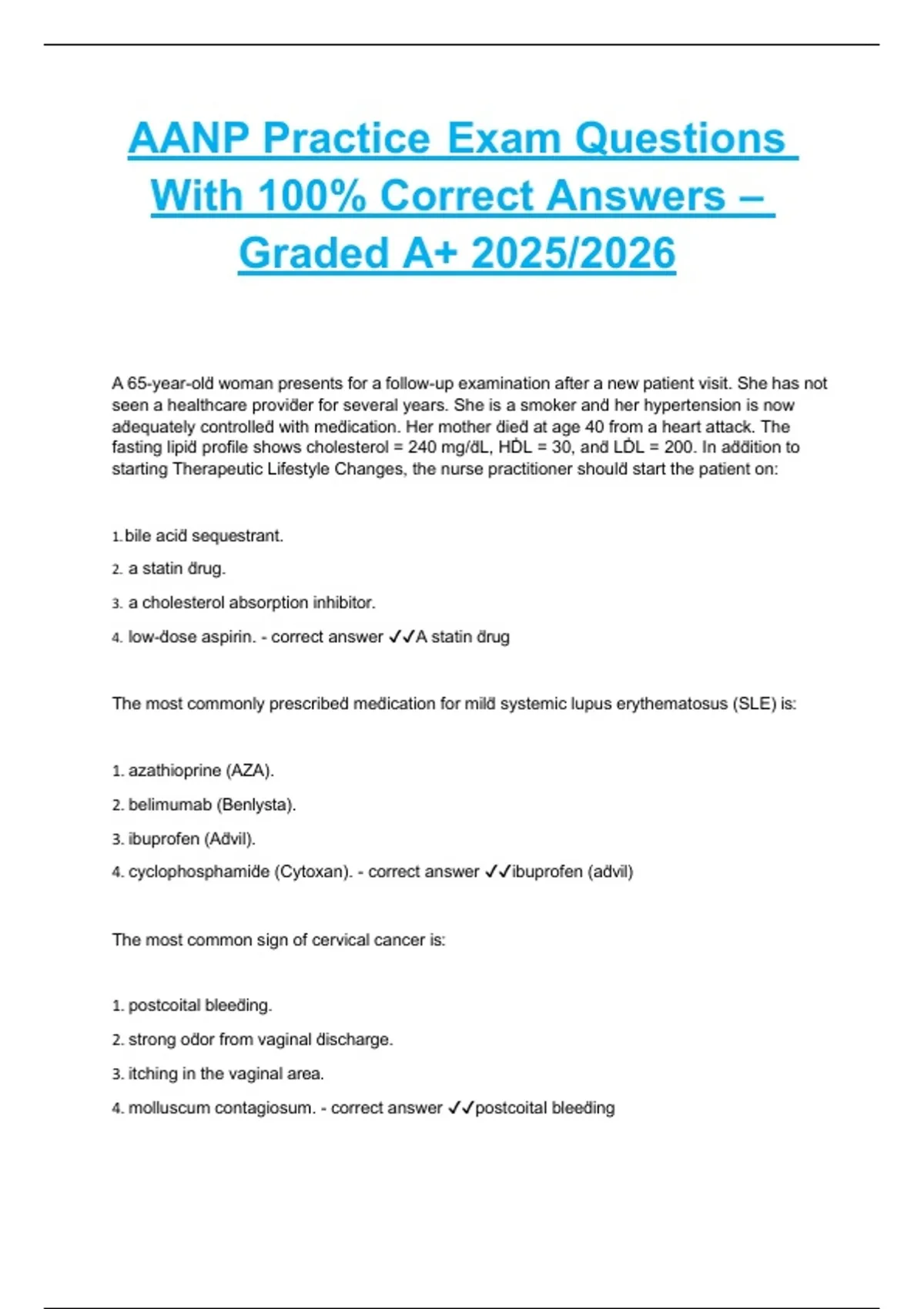 AANP Practice Exam Questions with 100 Correct Answers (Graded A+