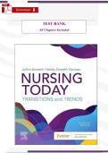 Test Bank for Nursing Today&colon; Transitions and Trends&comma; 10th Edition by Zerwekh &vert; Verified Questions & Answers