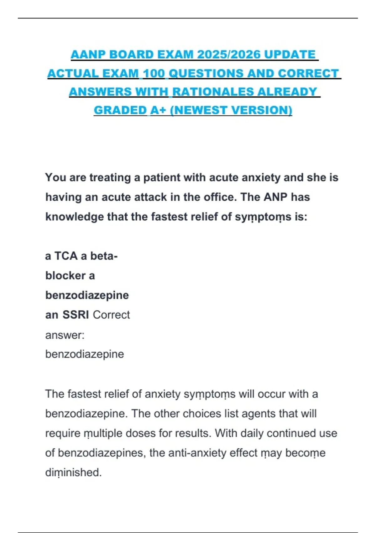 AANP Board Exam – Actual 100 Questions and Correct Answers with ...