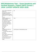NPS Phlebotomy Test &ndash; Exam Questions and  Verified Answers &vert; Rated 100&percnt; Correct &vert;  2026 LATEST UPDATE 2025-2026 