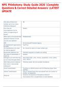 NPS Phlebotomy Study Guide 2026 Complete  Questions & Correct Detailed Answers LATEST  UPDATE 