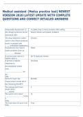 Medical assistant &lpar;Medca practice test&rpar; NEWEST  VERSION 2026LATEST UPDATE WITH COMPLETE  QUESTIONS AND CORRECT DETAILED ANSWERS