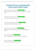 Nutrition 225 Exam -1 Questions With Correct Answers 100&percnt; Verified