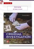 Test Bank for Criminal Investigation&comma; 13th Edition by Swanson &vert; Complete Questions & Answers