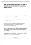SMALL BUSINESS MANAGEMENT PRACTICE EXAM 3 &vert; 2025&sol;2026 UPDATE &vert; QUESTIONS AND ANSWERS &vert; ALREADY PASSED&excl;&excl;