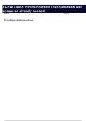 LCSW Law & Ethics Practice Test questions well answered already passed
