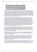 AP European History Study  Guide Exam Questions And  Correct Answers 2025&sol;2026