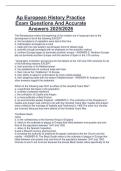 Ap European History Practice  Exam Questions And Accurate  Answers 2025&sol;2026