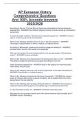 AP European History  Comprehensive Questions  And 100&percnt; Accurate Answers  2025&sol;2026 