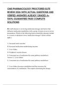 CMS PHARMACOLOGY PROCTORED ELITE REVIEW 2026 WITH ACTUAL QUESTIONS AND VERIFIED ANSWERS ALREADY GRADED A&plus; 100&percnt; GUARANTEED PASS COMPLETE SOLUTIONS