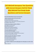 CAP Mitchell Aerospace Test Questions  with Correct Answers Civil Air Patrol  Billy Mitchell Test Study Guide  Questions and Correct Answers