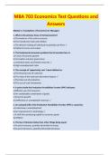 MBA 703 Economics Test Questions and  Answers