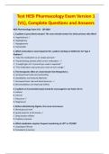 Test HESI Pharmacology Exam Version 1  &lpar;V1&rpar;&comma; Complete Questions and Answers 