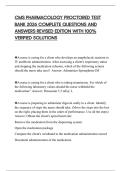 CMS PHARMACOLOGY PROCTORED TEST BANK 2026 COMPLETE QUESTIONS AND ANSWERS REVISED EDITION WITH 100&percnt; VERIFIED SOLUTIONS