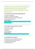 Certified Peer Recovery Specialist &lpar;CPRS&rpar; Exam  Questions And Correct Answers &lpar;Verified  Answers&rpar; Plus Rationales 2026 Q&A