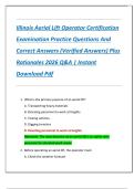 Illinois Aerial Lift Operator Certification  Examination Practice Questions And  Correct Answers &lpar;Verified Answers&rpar; Plus  Rationales 2026 Q&A &vert; Instant  Download Pdf 