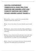 CMY3706 CONTEMPORARY CRIMINOLOGICAL ISSUES FINAL EXAM QUESTIONS AND ANSWERS LATEST 2026 COMPLETE QUESTIONS AND CORRECT DETAILED ANSWERS ALREADY GRADED A&plus;