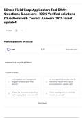 Illinois Field Crop Applicators Test EXAM Questions & Answers &vert; 100&percnt; Verified solutions &vert;Questions with Correct Answers 2025 latest update&excl;&excl;