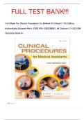Test Bank For Clinical Procedures for Medical Assistants 11th Edition Author:Kathy Bonewit-West, ISBN , All Chapters [1-23] 100% Complete Guide A+
